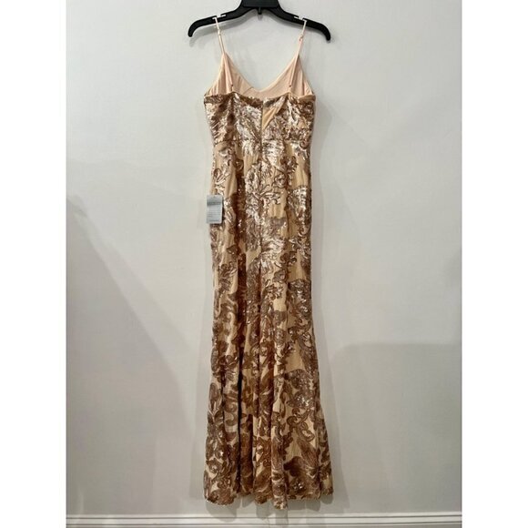 New Lulus Size S Love to You Blush Sequin Velvet Maxi Gown Velour Mermaid Dress - Picture 11 of 14